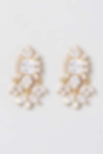 Gold Finish Crystal Stud Earrings by AETEE