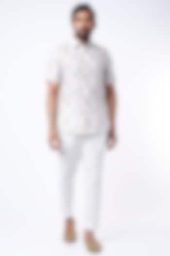 White Digital Printed Shirt by Aeka Men