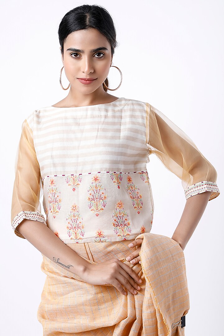 Dull Mango Yellow Embroidered Party Wear Saree Set by Aeka at Pernia's Pop Up Shop