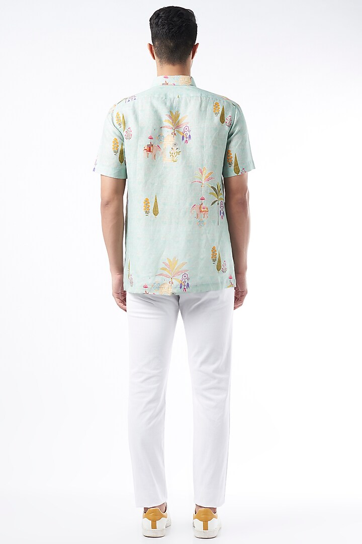 Sky Blue Digital Printed Party Wear Shirt by Aeka Men at Pernia's Pop Up Shop