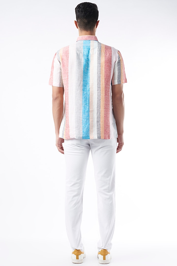 Multi-Colored Striped Party Wear Shirt by Aeka Men at Pernia's Pop Up Shop