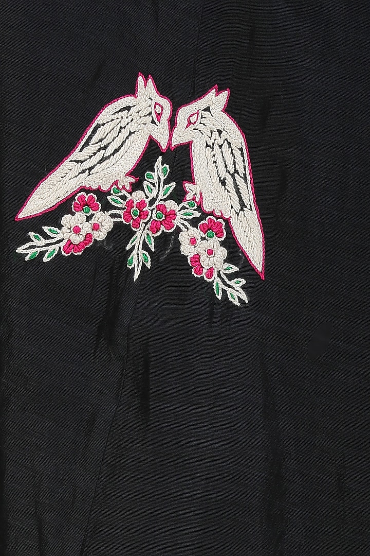 Black birds embroidered peplum top and flared pants set available only at Pernia's Pop Up Shop.