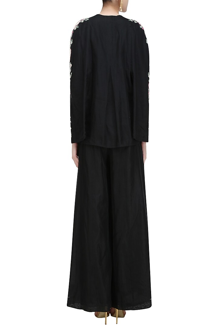 Black birds embroidered batwing sleeve jacket and pants set available only at Pernia's Pop Up Shop.