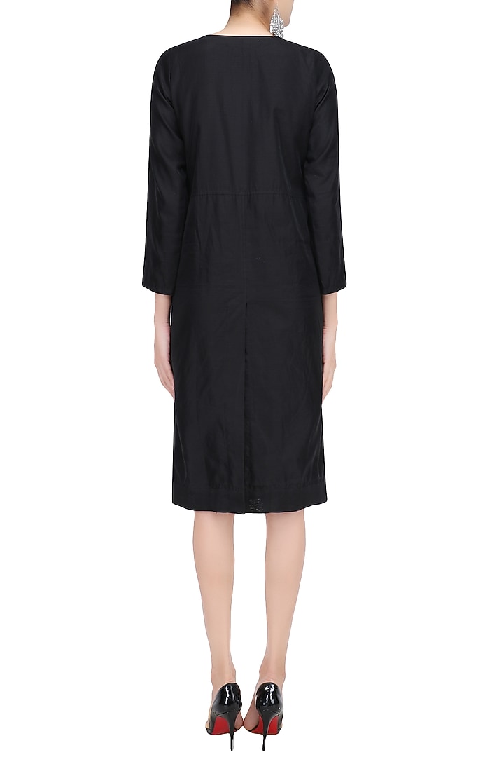 Black floral embroidered patch loose dress available only at Pernia's Pop Up Shop.