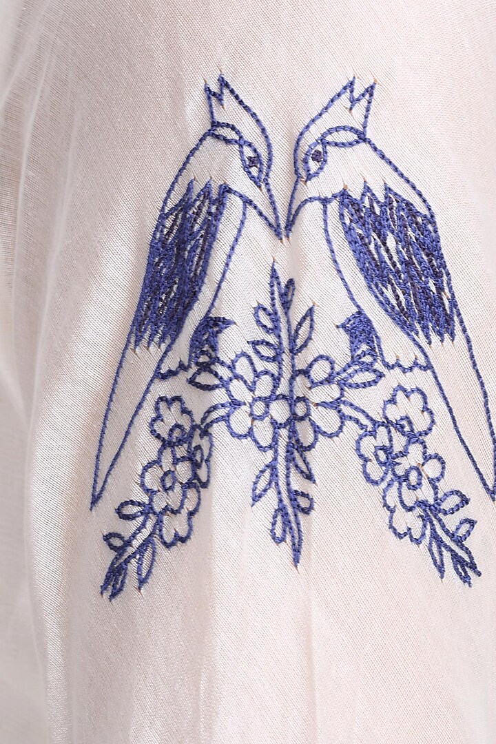 White and blue birds embroidered peplum top and skirt set available only at Pernia's Pop Up Shop.