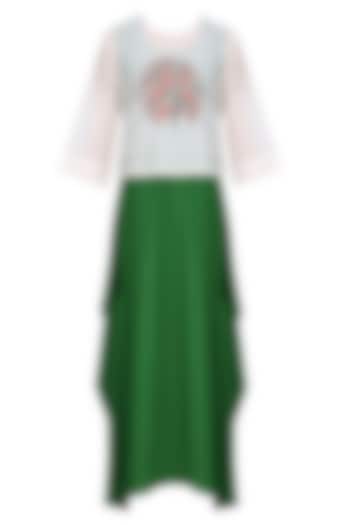 Off White Embroidered Top with Green Maxi Dress by Aekatri by Charu Vij