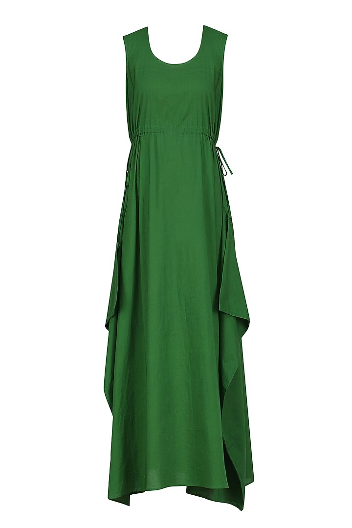 Off white embroidered top with green maxi dress available only at Pernia's Pop Up Shop.