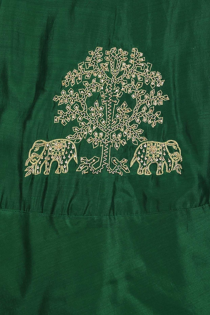 Emerald gaj embroidery lehenga set available only at Pernia's Pop Up Shop.