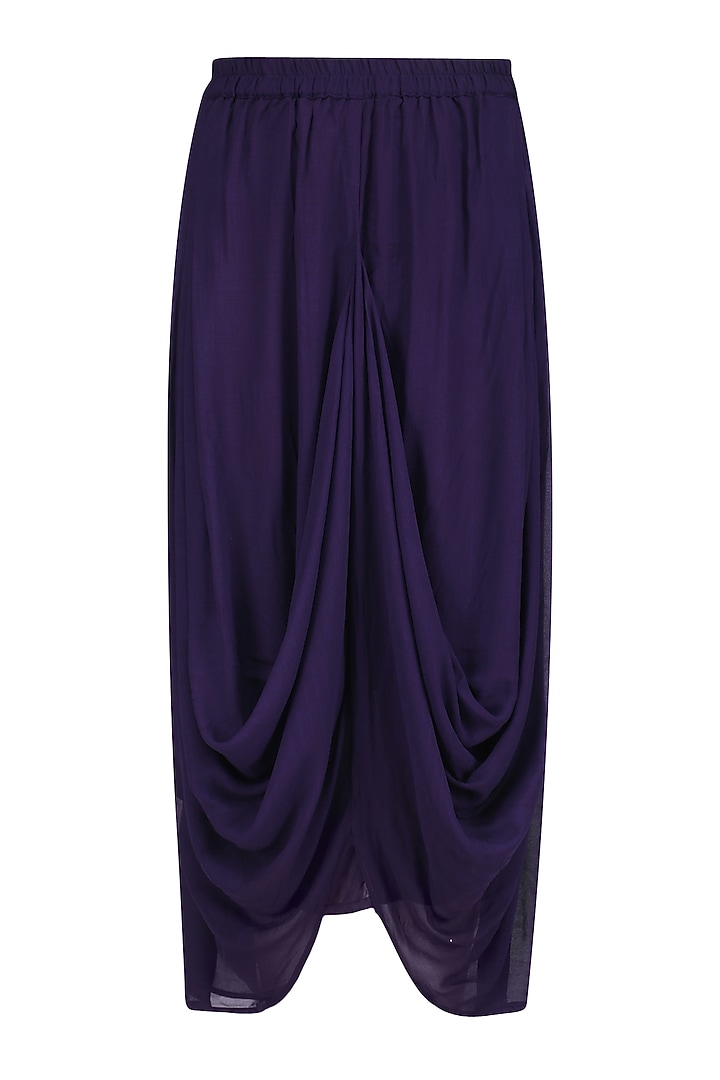 Eggplant color embroiderd frill jacket with asymmetric skirt available only at Pernia's Pop Up Shop.