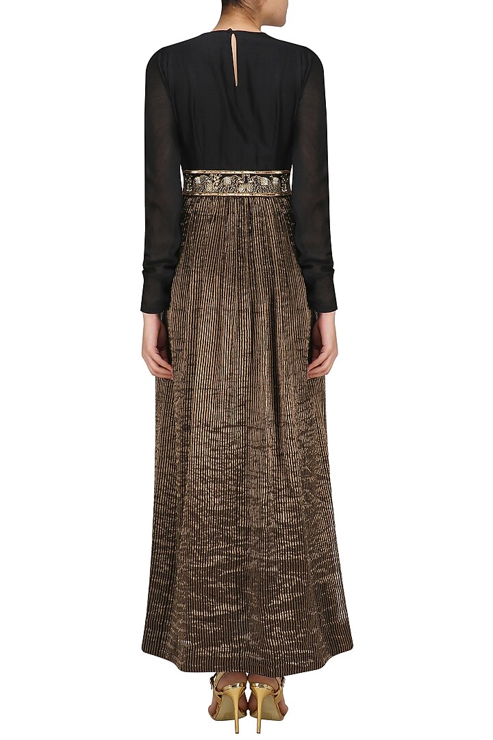 Black and gold V neck dress available only at Pernia's Pop Up Shop.
