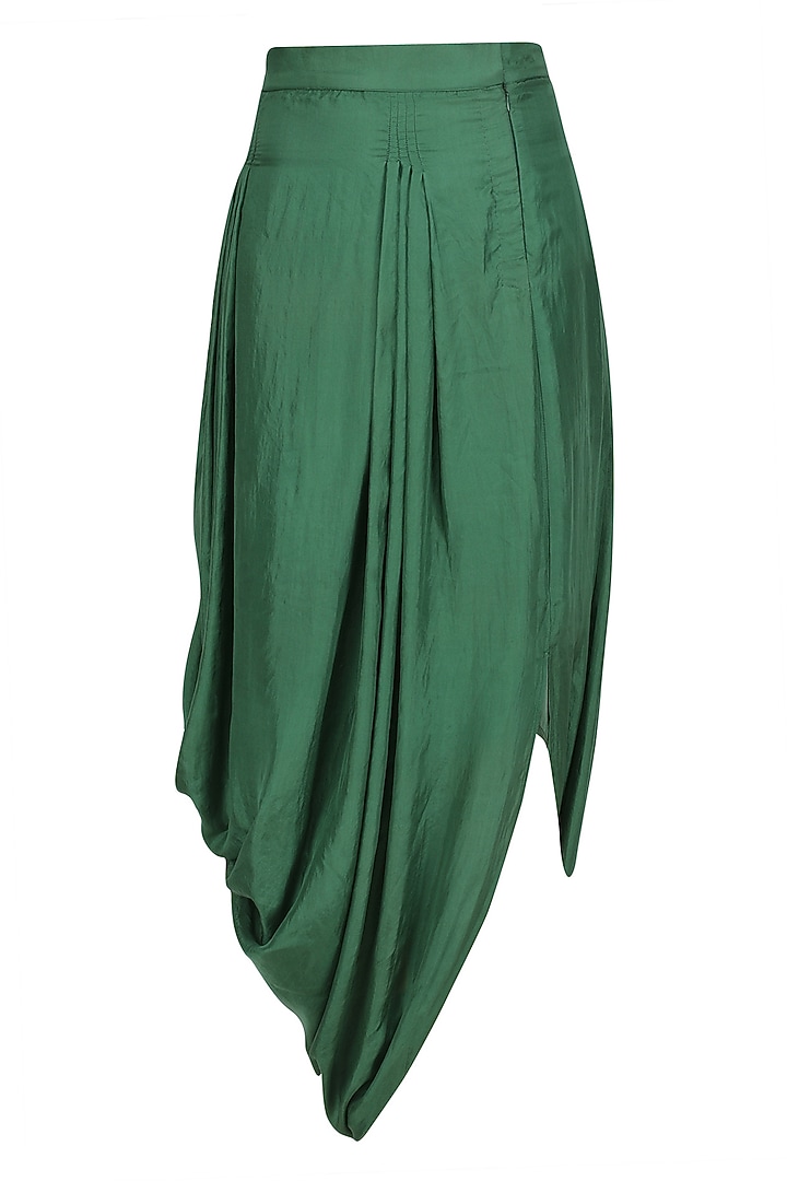 Green floral embroidered top with asymmetric skirt available only at Pernia's Pop Up Shop.