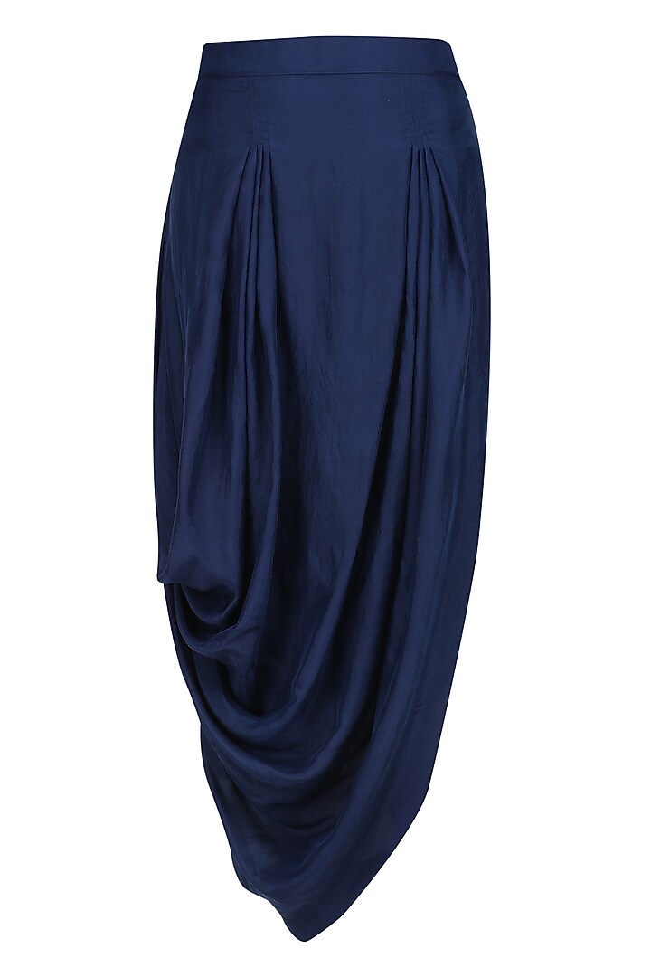 Blue floral embroidered top with asymmetric skirtavailable only at Pernia's Pop Up Shop.