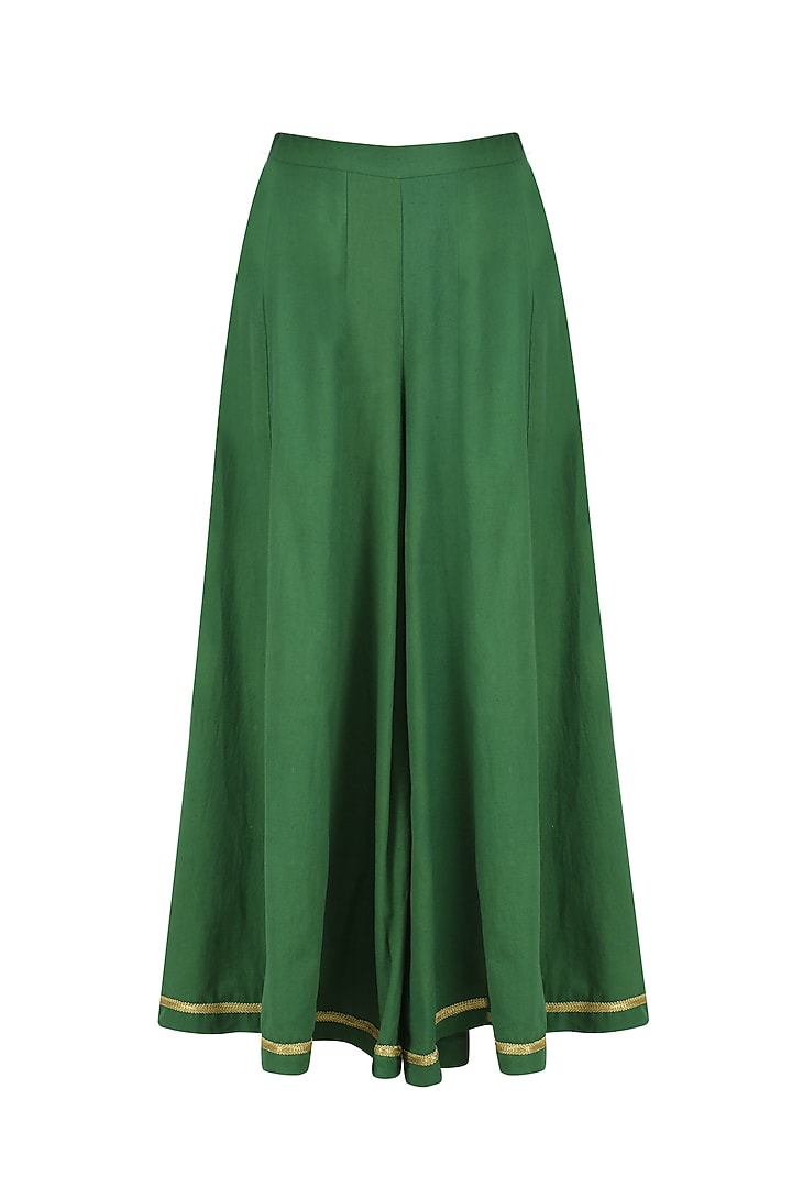 Moss green zari angrakha style anarkali kurta and sharara pants set available only at Pernia's Pop Up Shop.
