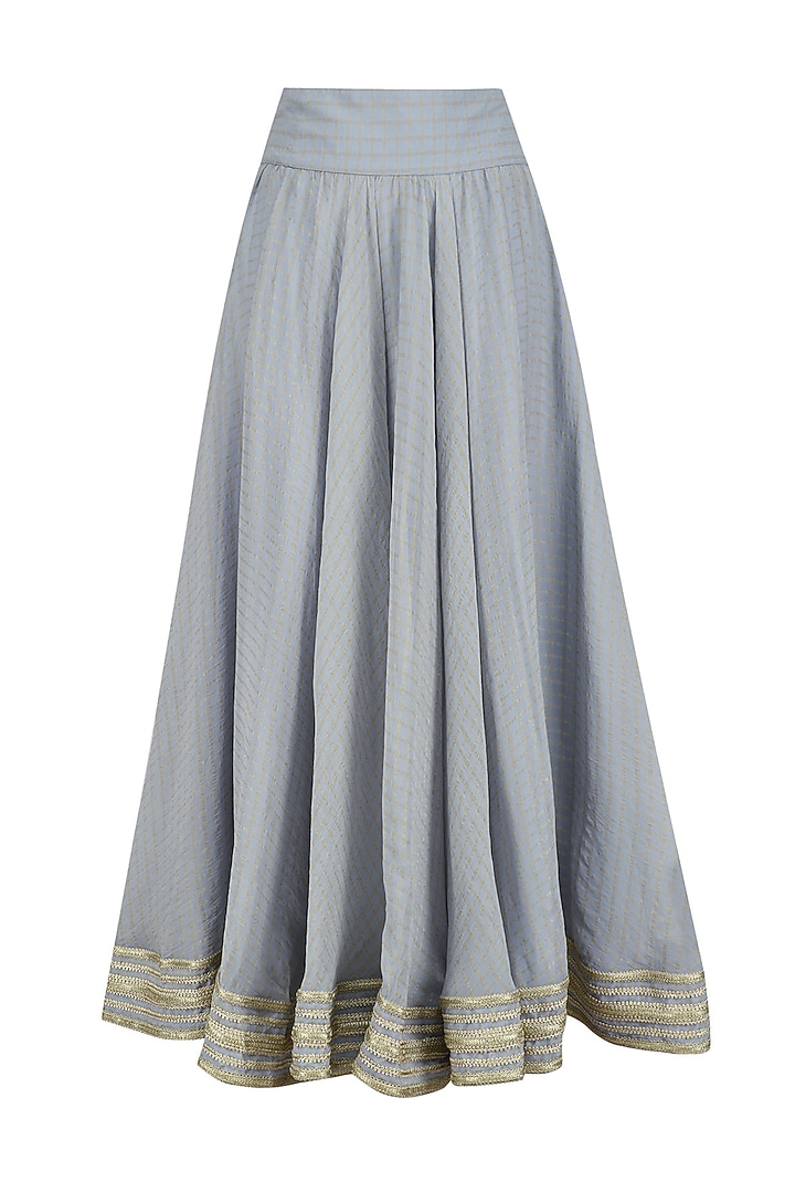 Powder blue potted plant motifs peplum top and skirt set available only at Pernia's Pop Up Shop.