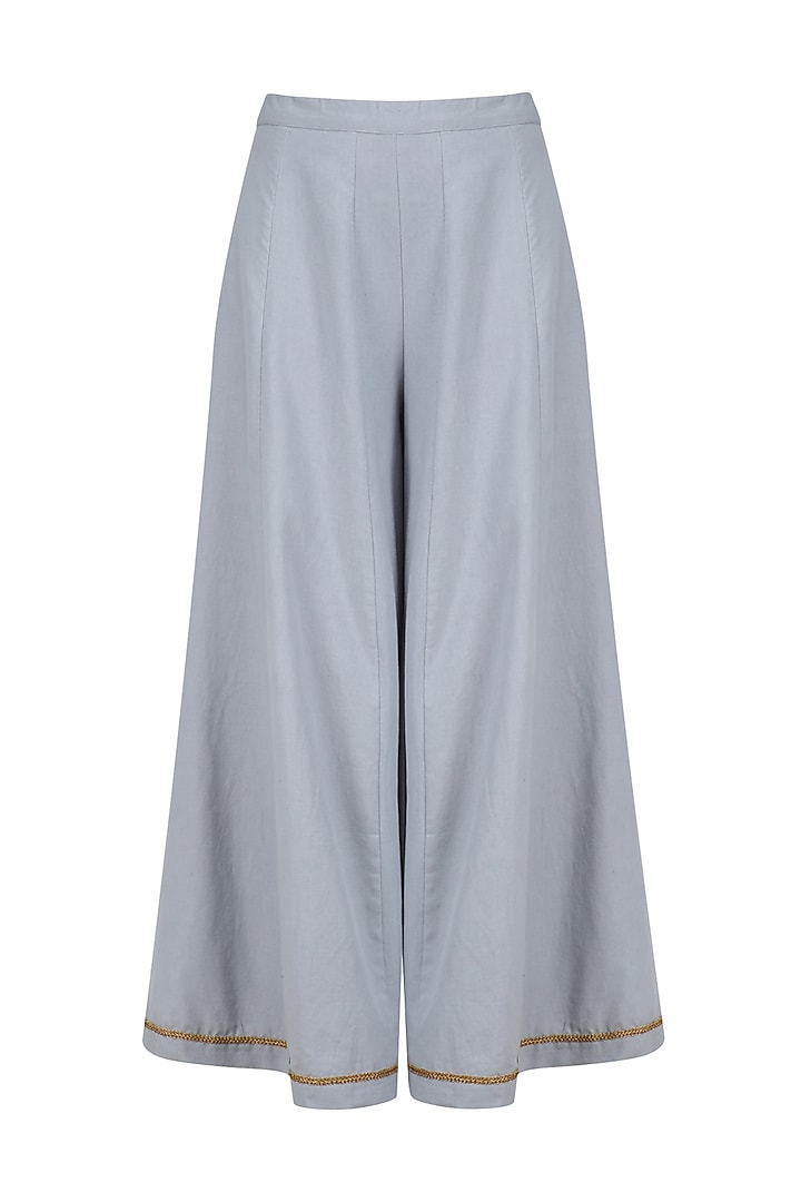 Powder blue embroidered angrakha style kurta and flared pants set available only at Pernia's Pop Up Shop.