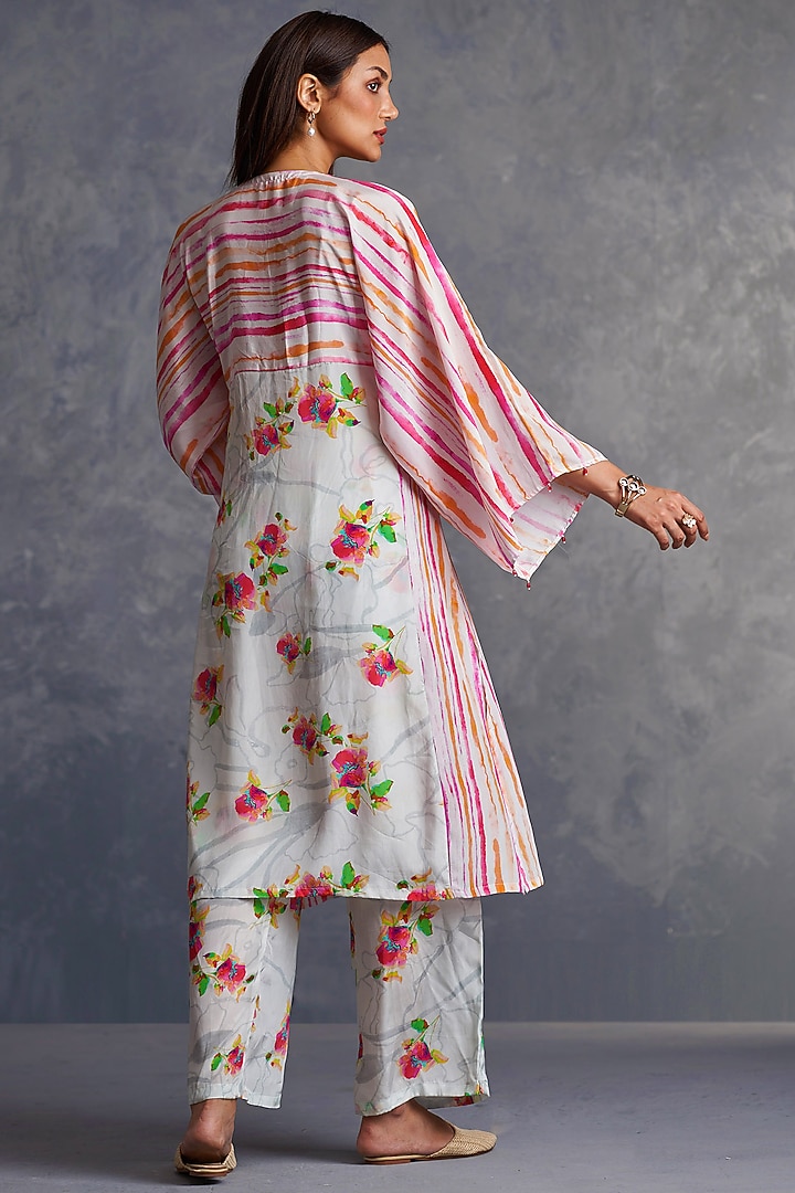 White Viscose Crepe Printed Kurta Set by Affroz at Pernia's Pop Up Shop