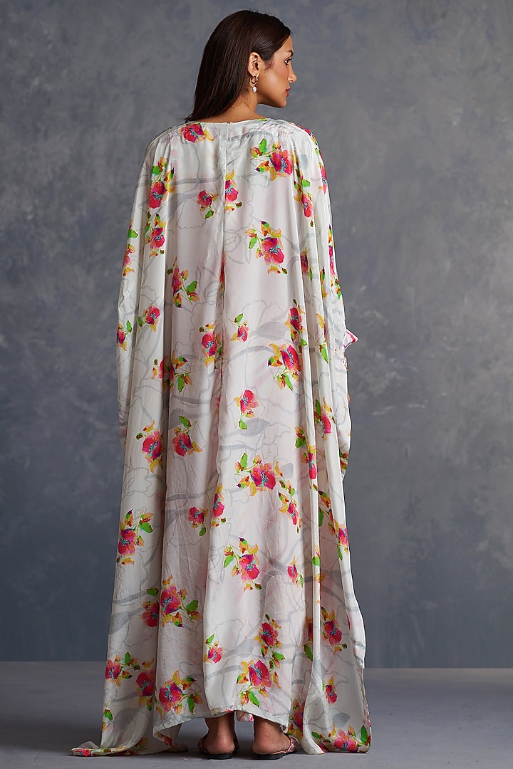 White Viscose Crepe Printed Jacket Vacation Dress by Affroz at Pernia's Pop Up Shop