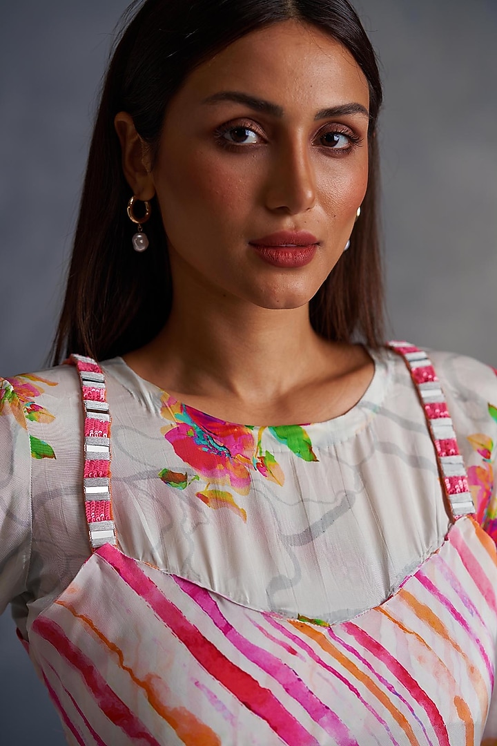 White Viscose Crepe Printed Jacket Vacation Dress by Affroz at Pernia's Pop Up Shop