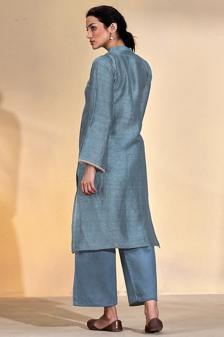 Grey Viscose Linen Kurta Set by Affroz at Pernia's Pop Up Shop