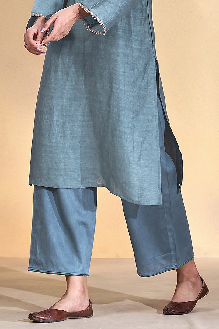 Grey Viscose Linen Kurta Set by Affroz at Pernia's Pop Up Shop