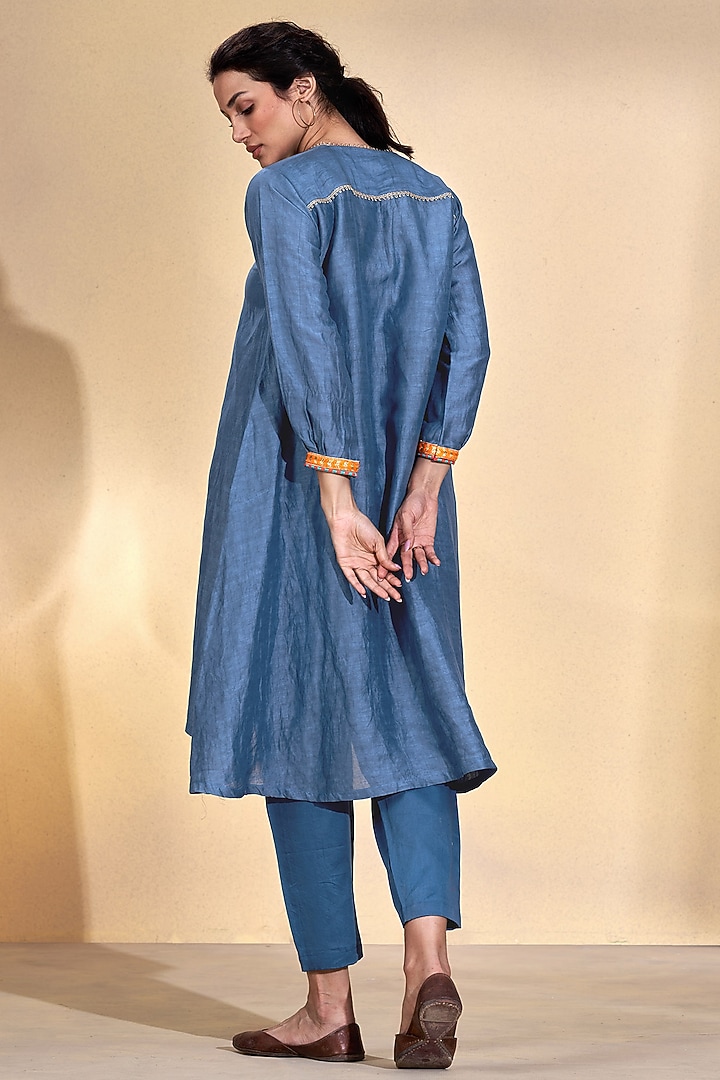 Grey Viscose Linen A-Line Kurta Set by Affroz at Pernia's Pop Up Shop