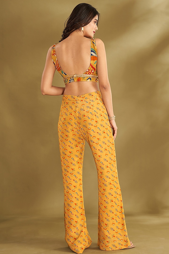 Dandelion Yellow Natural Crepe Butta Embroidered Cape Set by Affroz at Pernia's Pop Up Shop