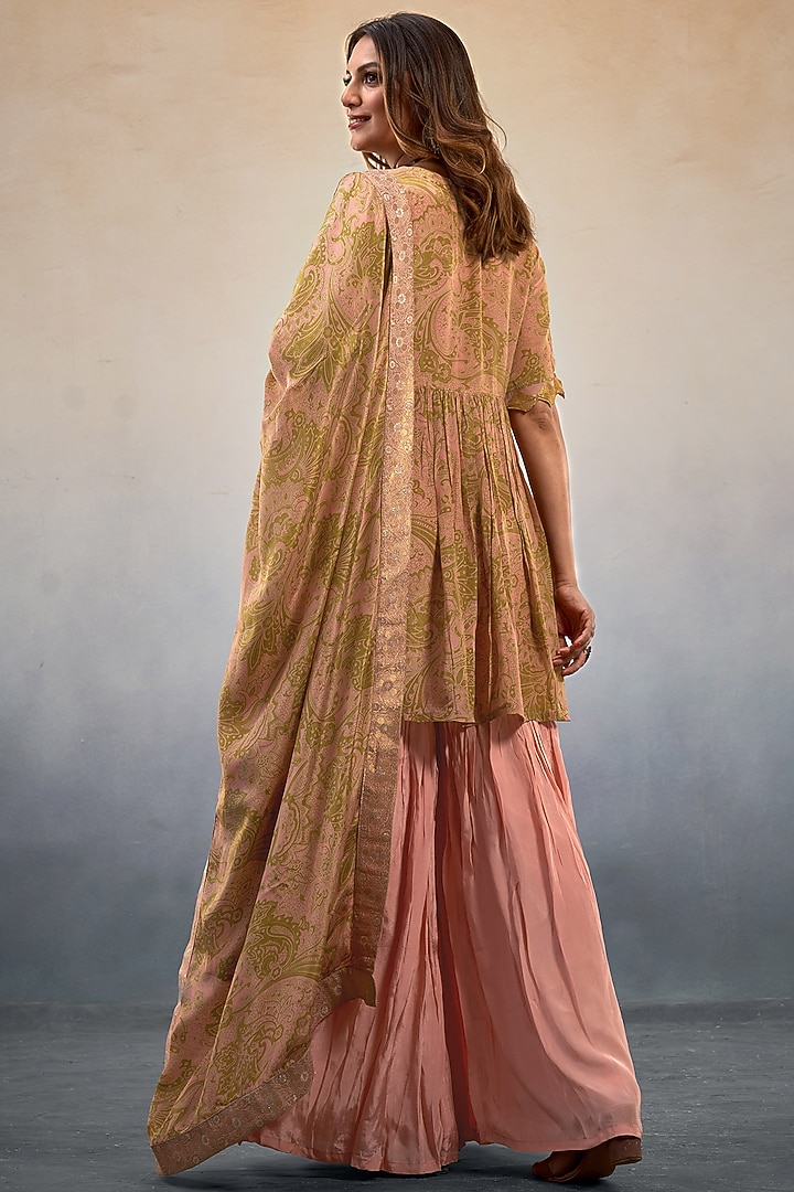 Pastel Pink Viscose Crepe Party Wear Sharara Set by Affroz at Pernia's Pop Up Shop
