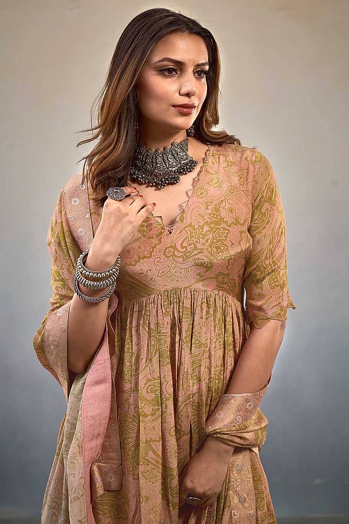 Pastel Pink Viscose Crepe Party Wear Sharara Set by Affroz at Pernia's Pop Up Shop