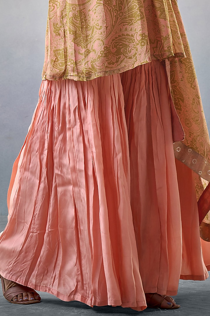 Pastel Pink Viscose Crepe Party Wear Sharara Set by Affroz at Pernia's Pop Up Shop