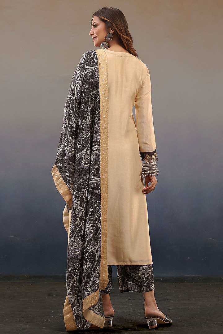 Beige Dolla Silk Kurta Set by Affroz at Pernia's Pop Up Shop