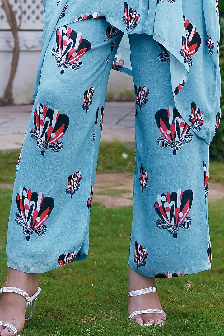 Blue Georgette Printed Co-Ord Set by Affroz at Pernia's Pop Up Shop
