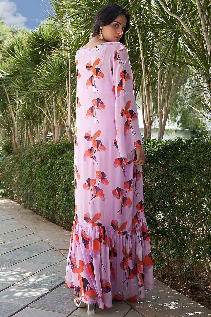 Lilac Georgette Floral Printed Jacket Set by Affroz at Pernia's Pop Up Shop