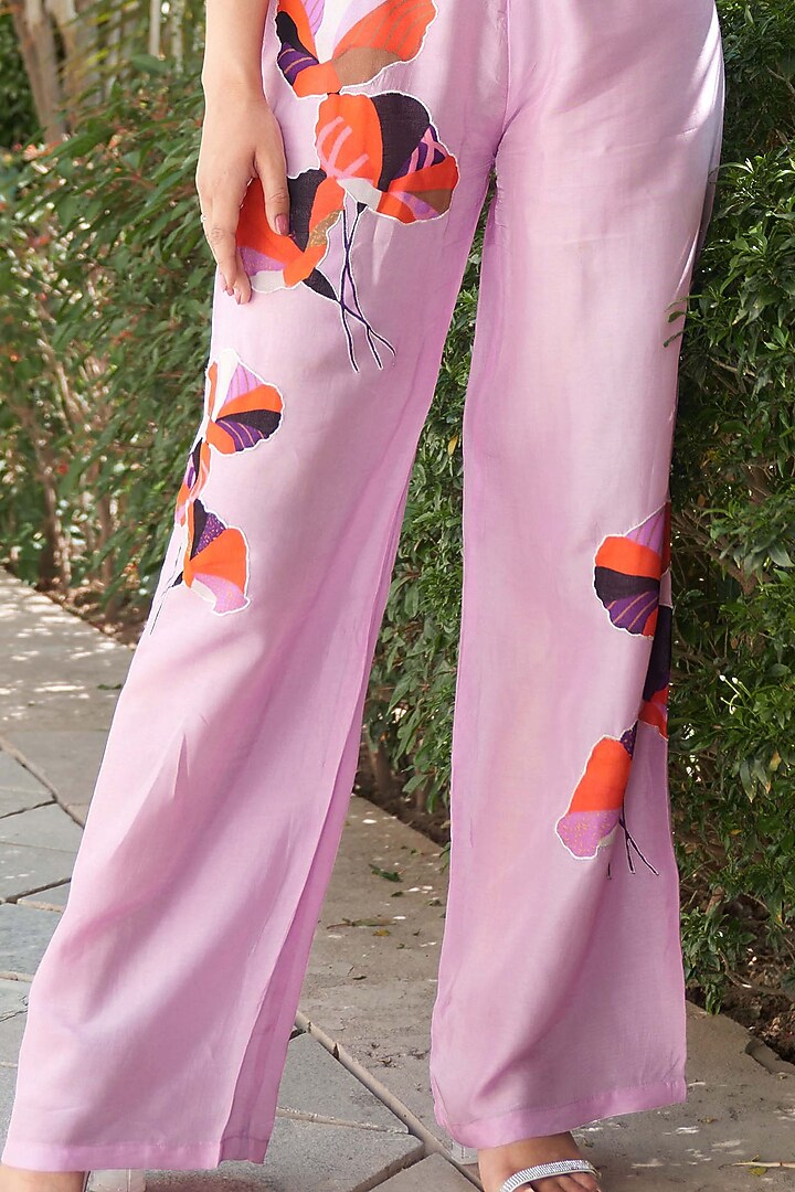 Lilac Georgette Floral Printed Jacket Set by Affroz at Pernia's Pop Up Shop