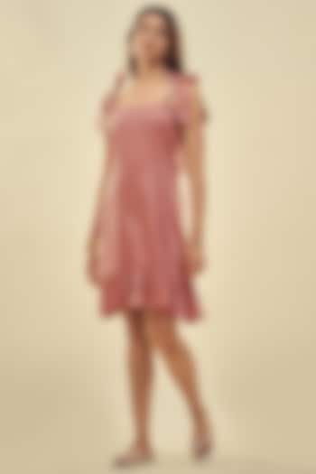 Mauve-Pink Cotton Satin Dress by Affroz