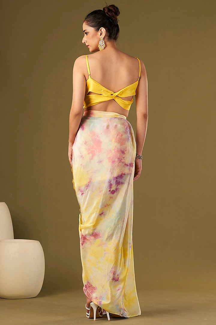 Multi-Colored Viscose Crepe Tie-Dye Draped Skirt Set by Affroz at Pernia's Pop Up Shop