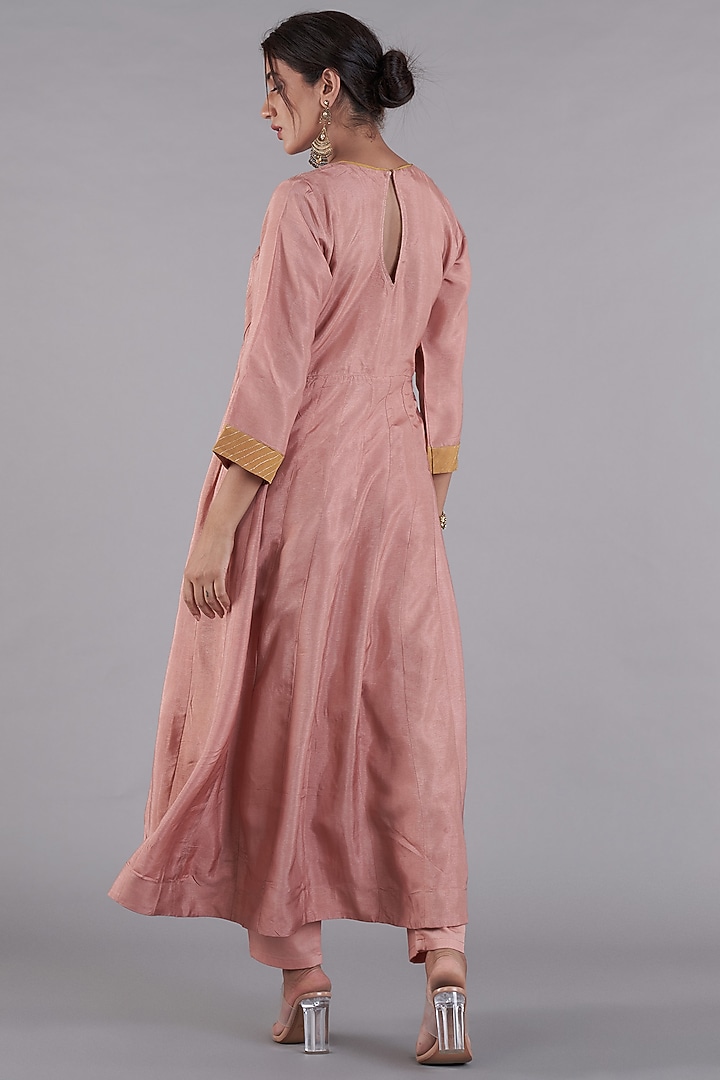 Pink Russian Silk Party Wear Anarkali Set by Affroz at Pernia's Pop Up Shop