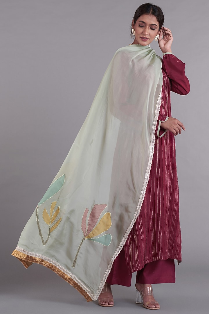 Maroon Russian Silk Kurta Set by Affroz at Pernia's Pop Up Shop