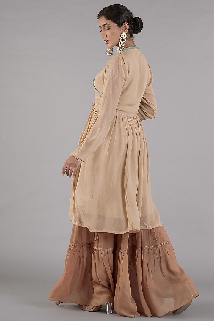 Beige Georgette Party Wear Sharara Set by Affroz at Pernia's Pop Up Shop