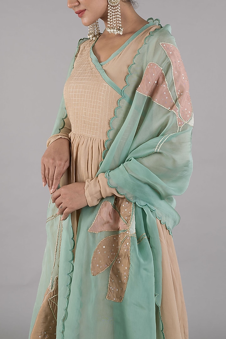 Beige Georgette Party Wear Sharara Set by Affroz at Pernia's Pop Up Shop
