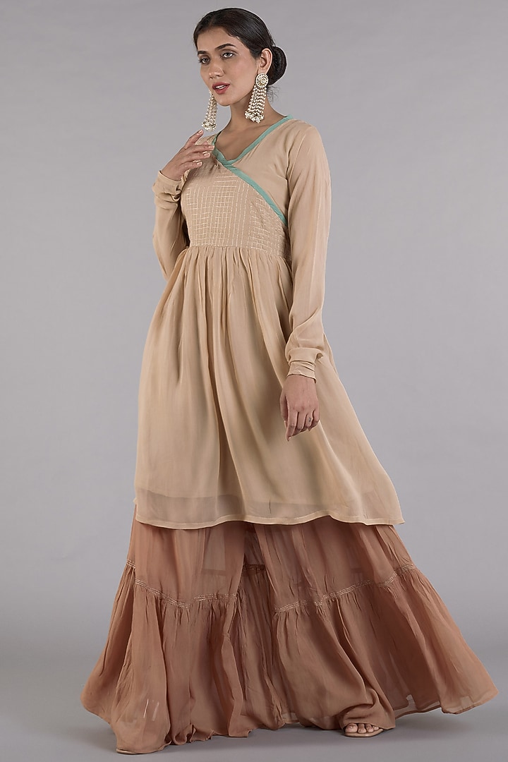 Beige Georgette Party Wear Sharara Set by Affroz at Pernia's Pop Up Shop