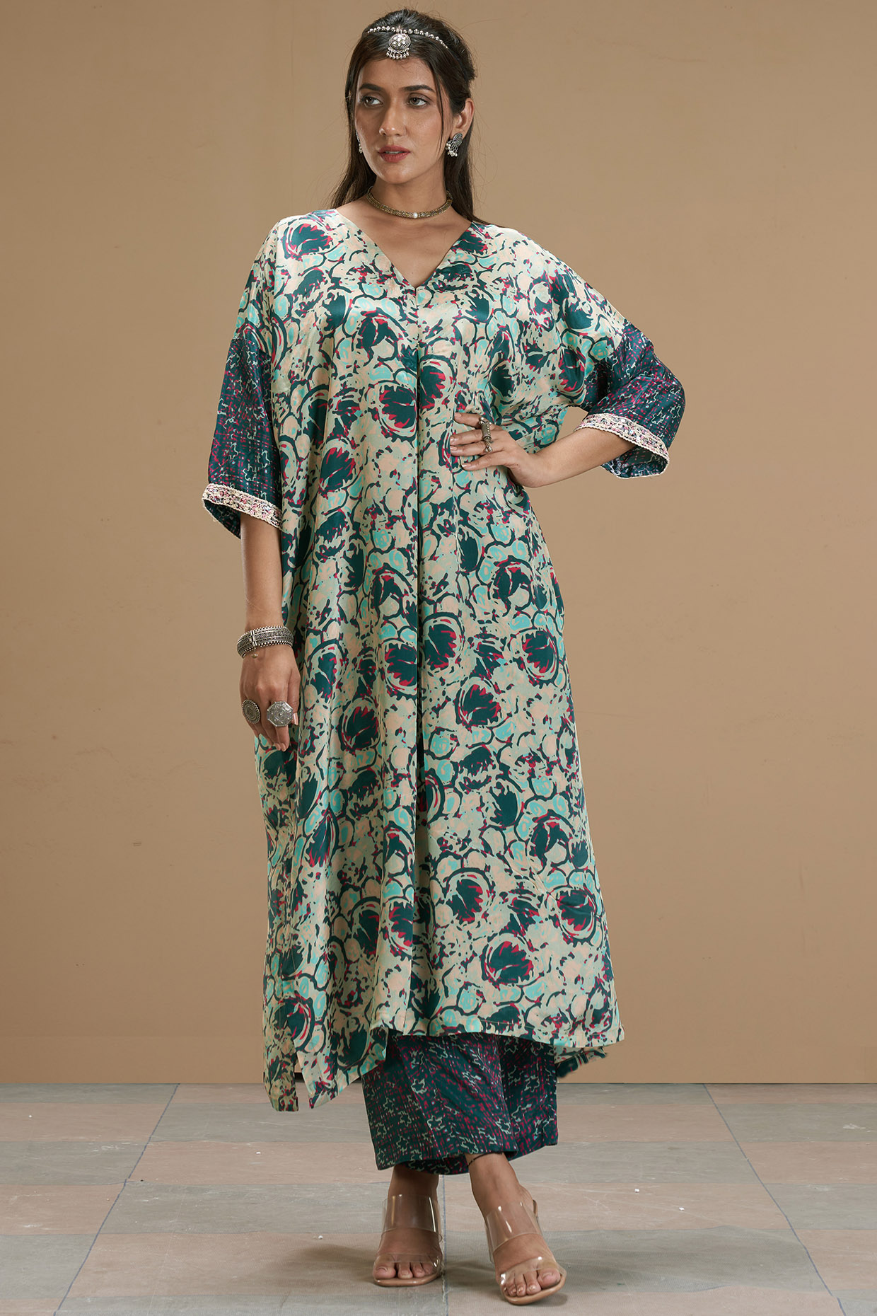 Beige Printed Kurta Set by Affroz at Pernia's Pop Up Shop