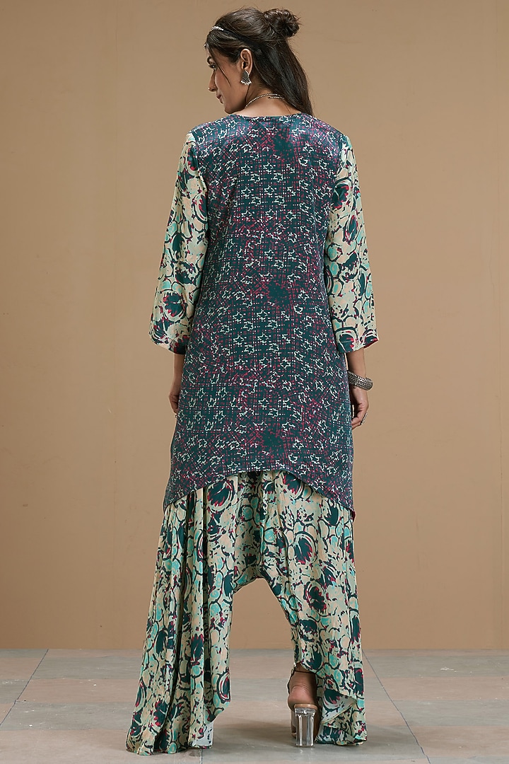 Green Viscose Crepe Asymmetrical Kurta Set by Affroz at Pernia's Pop Up Shop