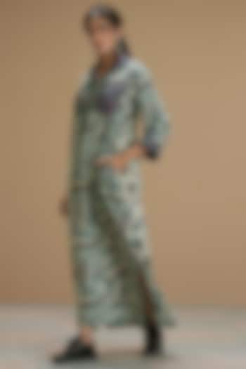 Beige Printed Summer Dress by Affroz at Pernia's Pop Up Shop