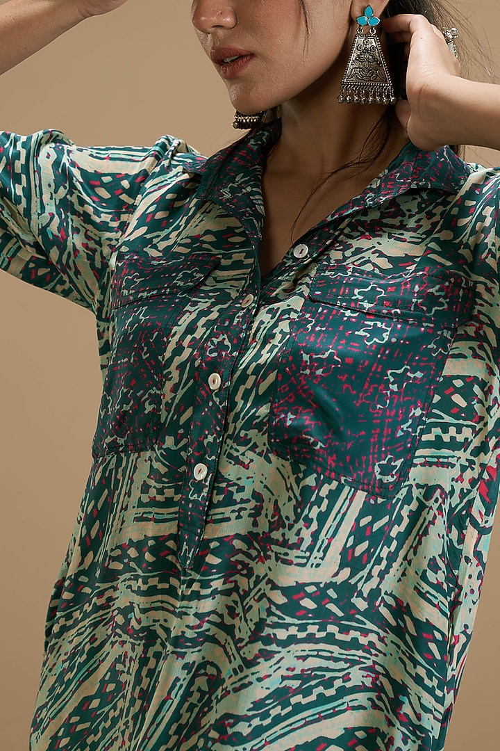 Beige Printed Summer Dress by Affroz at Pernia's Pop Up Shop