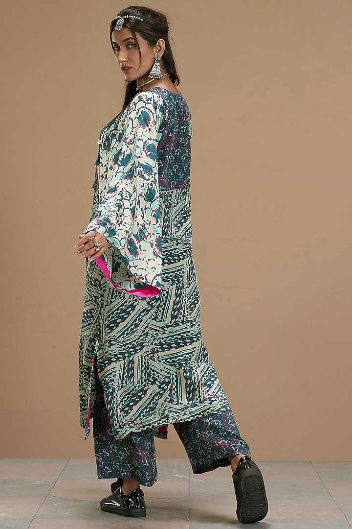 Green Viscose Crepe Kurta Set by Affroz at Pernia's Pop Up Shop