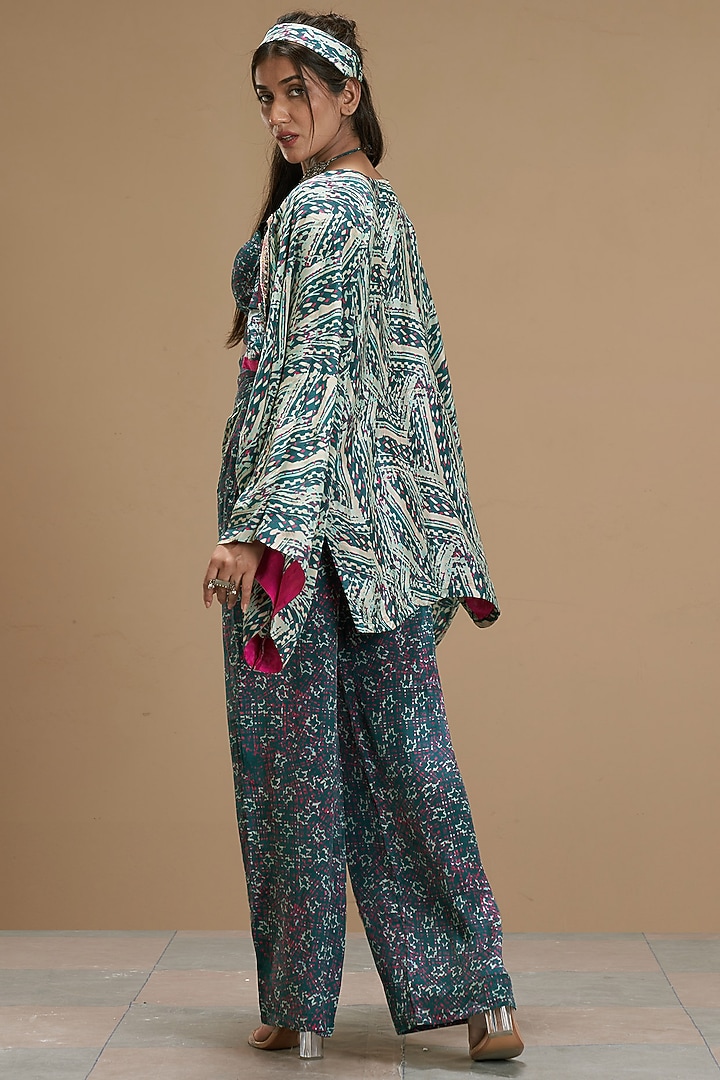Beige Printed Pant Set With Jacket by Affroz at Pernia's Pop Up Shop
