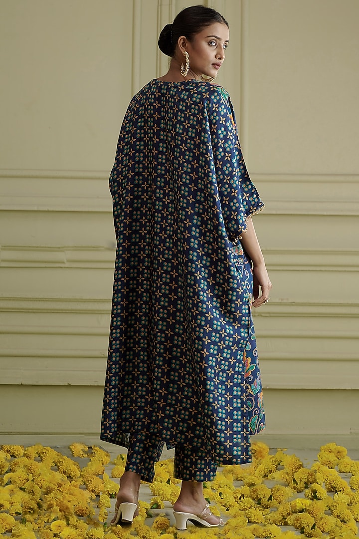 Midnight Blue Embroidered Kaftan Set by Affroz at Pernia's Pop Up Shop
