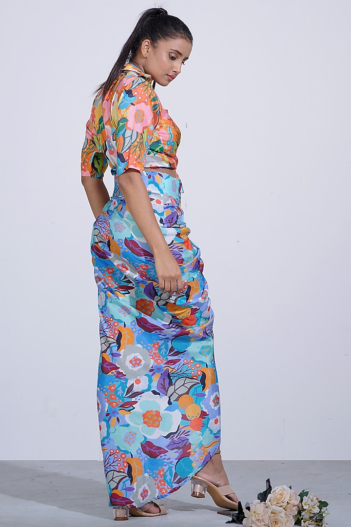 Red Floral Printed Skirt Set by Affroz at Pernia's Pop Up Shop