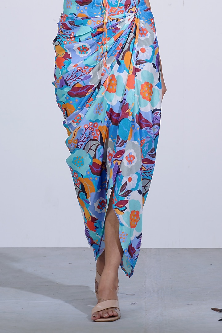 Red Floral Printed Skirt Set by Affroz at Pernia's Pop Up Shop