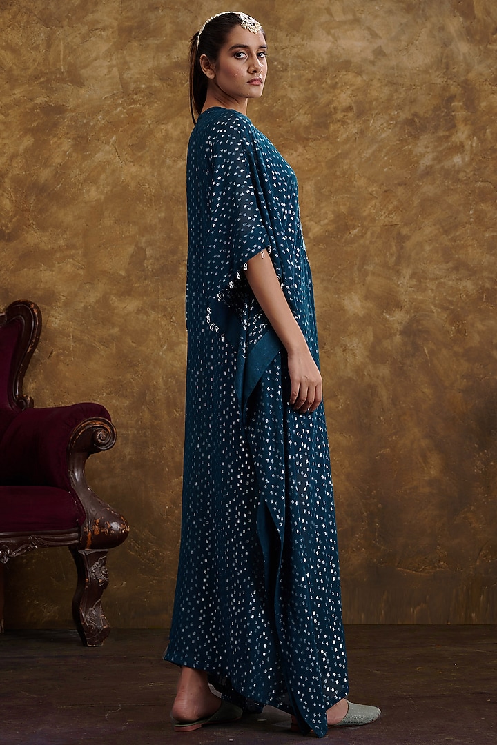 Blue Embroidered Kaftan by Affroz at Pernia's Pop Up Shop